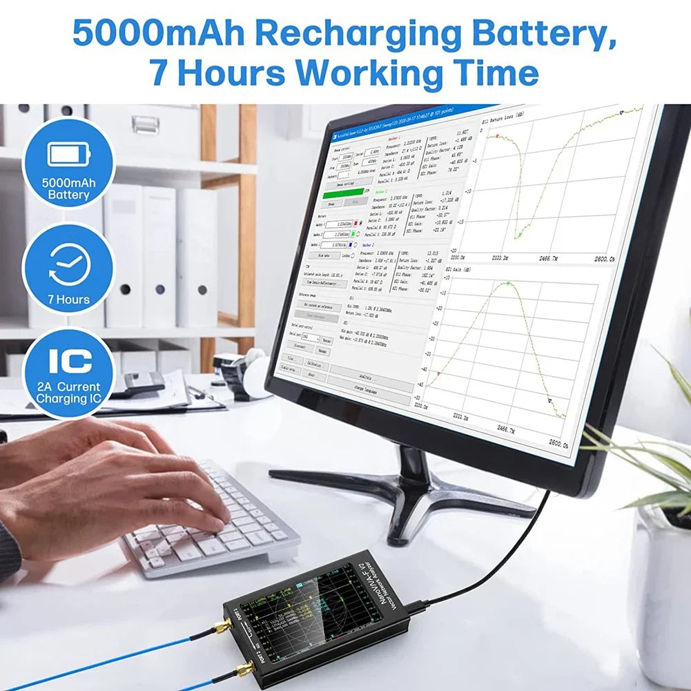 NanoVNA-F V2 Vector Network Analyzer Upgraded 50KHz-3GHz Antenna Analyzer HF VHF UHF VNA 4.3" 5000mAh Measuring S Parameters