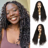 X-TRESS Braided Wigs Lace Front Wig for Black Women 28 Inch Ombre Brown Faux Locs Crochet Hair With Curly Synthetic Lace Wigs