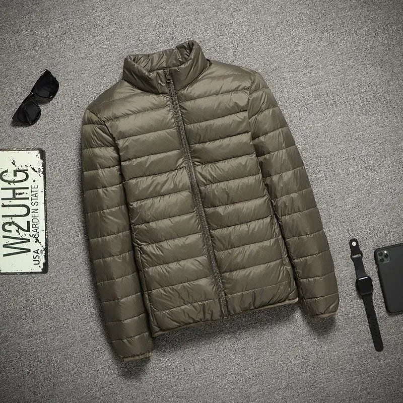 2023 New Brand Autumn Winter Light Down Jacket Men's Fashion Hooded Short Ultra-thin Lightweight Youth Slim Coat Down Jackets