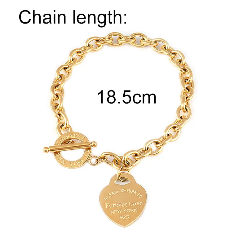 Heart Pendant Stainless Steel Bracelet Women Fashion 316L Bracelets With Beads Exquisite Natural Stone Chain Bracelets For Women