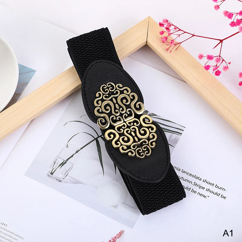 Women Bowknot Cummerbunds 1PCS Elastic Bow Wide Stretch Bukle Waistband Belt Fashion Girl Dress Accessories Waist Belts