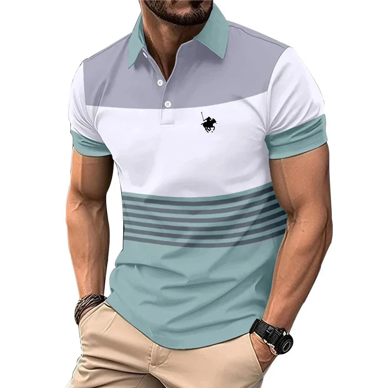 Men Summer Casual Short Sleeve Button Polo Shirt .