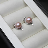 Genuine Freshwater Natural Pearl Stud Earrings Women,Beautiful Small Cute 925 Silver Earring Jewelry White Black Birthday Gift