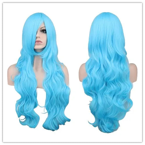 Women Synthetic Hair Red Pink Blue Orange Curly Body Wave Hair for Adult High Temperature Fiber Quality Halloween Wig