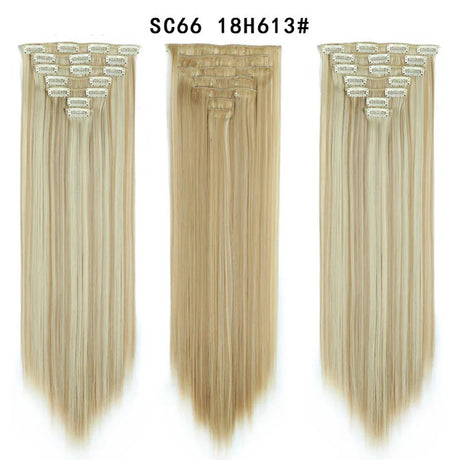 Set Hair Clip In Hair Extensions With Clips Hairpieces Synthetic Extension False/Fake Hair Blonde Eunice Hair Long Hair Pieces