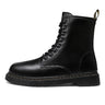 Leather Boots Man  Autumn Winter High Top Classic Basic England Black Men's Biker Boot Fashion Young Waterproof Trendy All-match