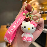 Kawaii Sanrio Hello Kitty Keychain Cartoon Doll Cute Kitty Pvc Key Chain Soft Rubber Car Key Ring Women Bag Pendant Girl Gift