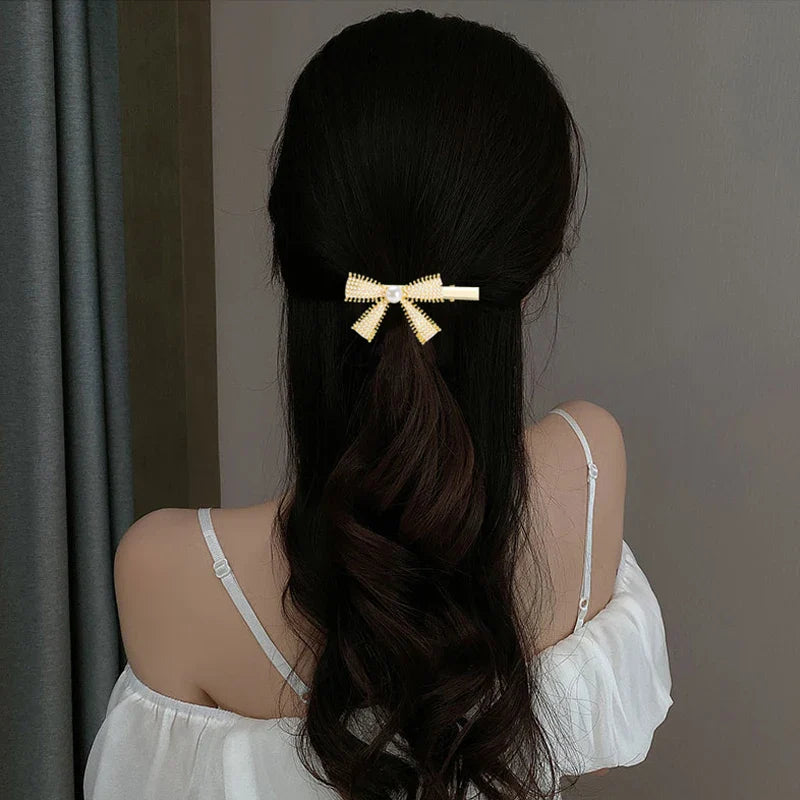 ZHBORUINI 2022 Natural Freshwater Pearl Hair Clips Ladies Elegant Bow Outdoor Luxury Hairpin Headband Pearl Jewelry Accessories