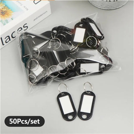 50pcs Colorful Plastic Tags Hotel Number Classification Card Key Tags Label Name Baggage Tag ID Name Tags With Split Ring