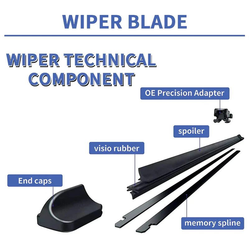 Front Wiper Blades Set Kit For Alfa Romeo 166 1999 - 2009 Windshield Windscreen Window Brushes Accessories Cutter Refills Rubber