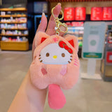 Sanrio Plush Keychain Kawaii Hello Kitty Kuromi My Melody Cinnamoroll Anime Cartoon Cute Cats 키링 Girl Plush Toys Christmas Gifts