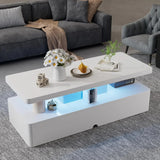 Double-Layer Design for Living Room Green Coffee Table Modern Stylish Coffee Table With 16 Colors LED Lights Black Furniture