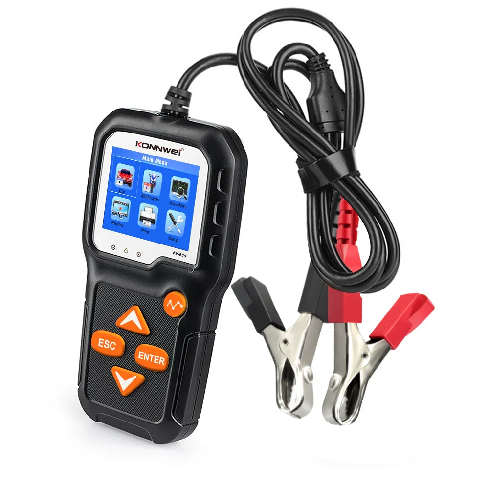 KONNWEI KW650 Car Motorcycle Battery Tester 12V 6V Battery System Analyzer 2000CCA Charging Cranking Test Tools for the Car