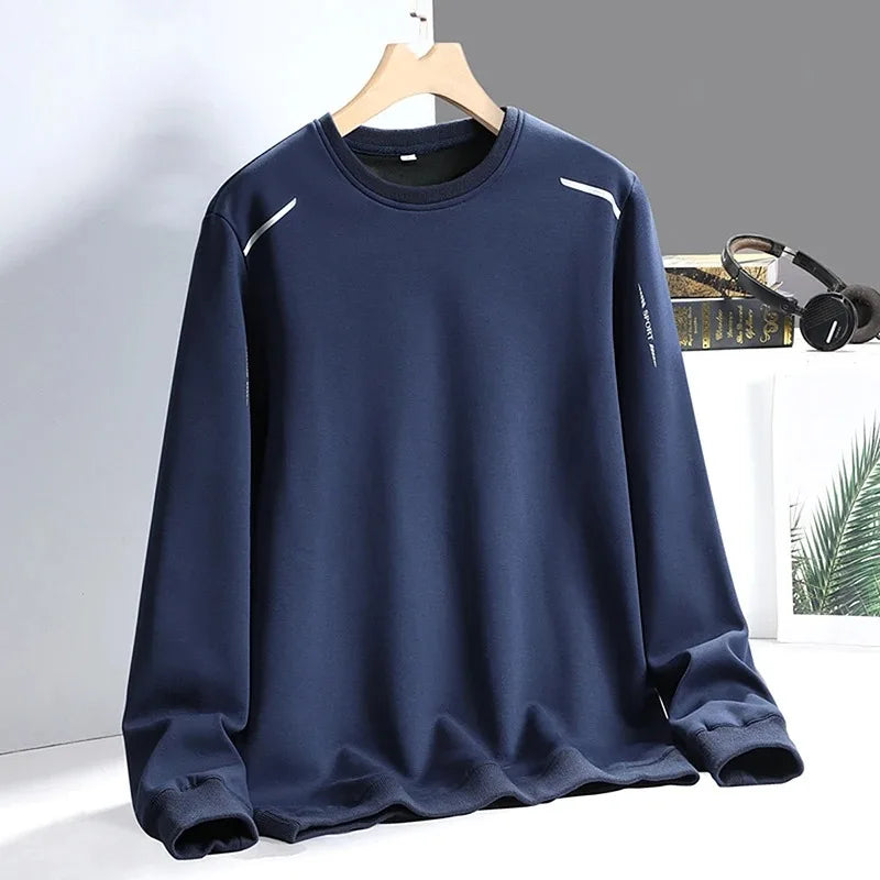 Spring Autumn Pullover Men's Round Neck Letter Printed Long Sleeve Solid Sports T-shirt Hoodies Fashion Casual Loose Tops