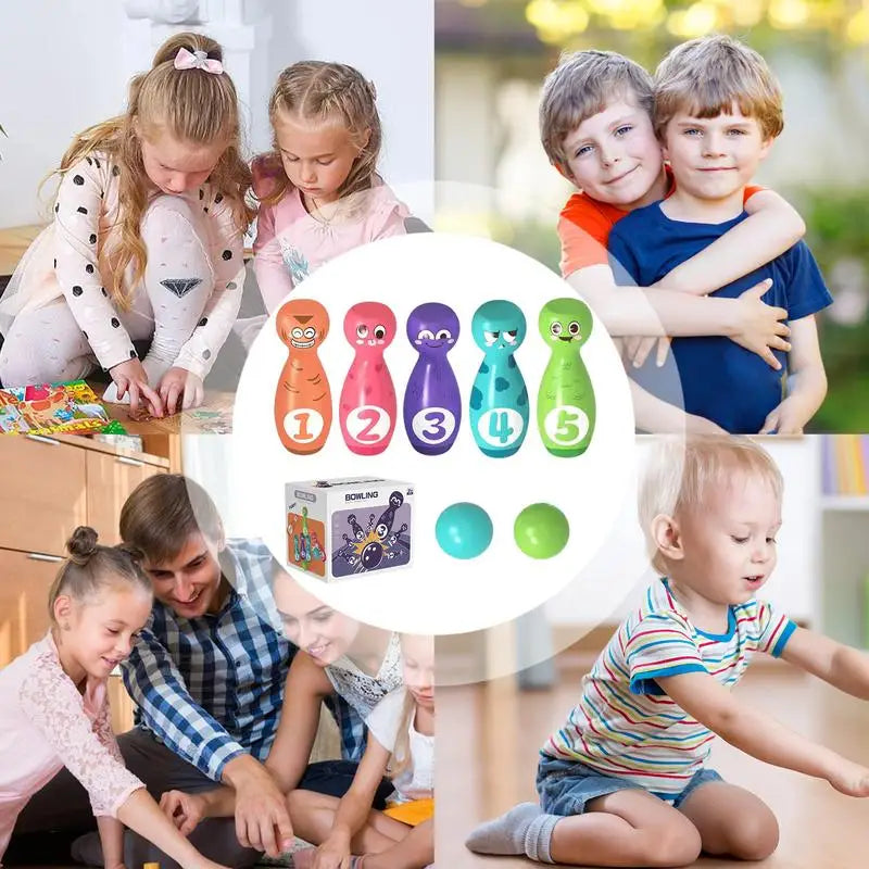 Kids Bowling Set Creative Tabletop Mini Bowling Set With Cute Expression Numer Print Interactive Learning Activities For