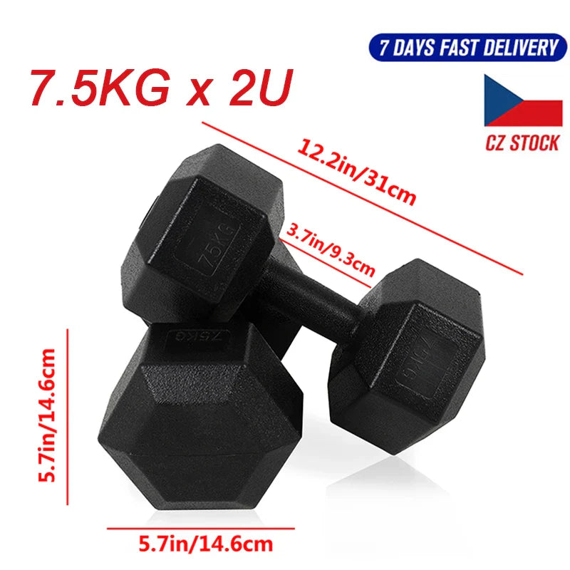 Hexagon Dumbbells Gym Weights for Exercise Dumbbell Gym Equipment Fitness Equipment 5-10kg Set of 2 Units US EU Stock