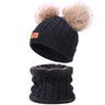 Baby Warm Winter Hats Scarf Gloves 3pcs Set Kids Toddler Bonnet Cute Pompom Knitted Hats Outdoor Warm Infant Accessories 1-5Y