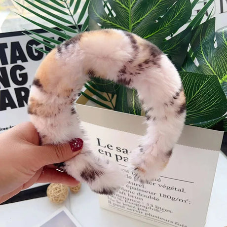 Real Rex Rabbit Hair Headband Fur Hairpin Korean Style Ins Internet Celebrity Accessories Band Leopard Print Plush Headdress