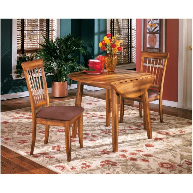 Signature Design by Ashley Berringer Dining Room Round Drop Leaf Table, Rustic Brown