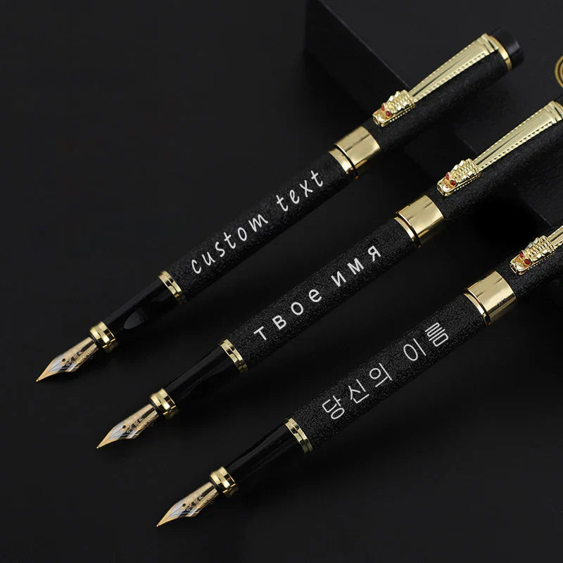 Engraving Custom Dragon Pen Luxury Office Supply School Kit Fountain Ink High Quality Personalized Black Metal Gift Set Writing