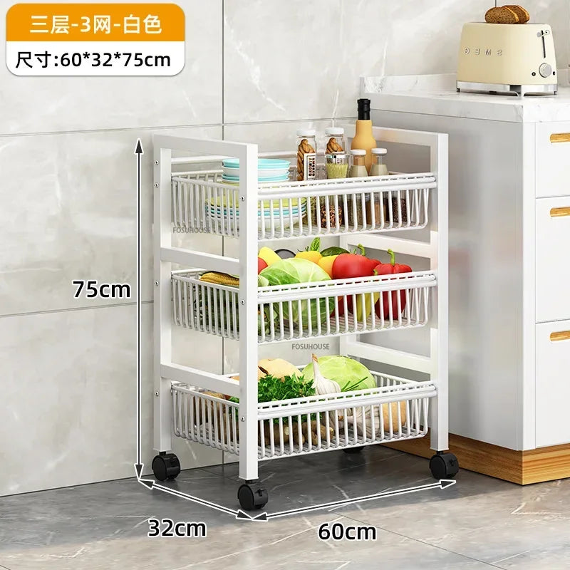 Home Kitchen Trolley Multifunction Oven Microwave Cart Moving Floor Fruit Vegetable Storage Cart Kitchen Island Trolley Cart Z