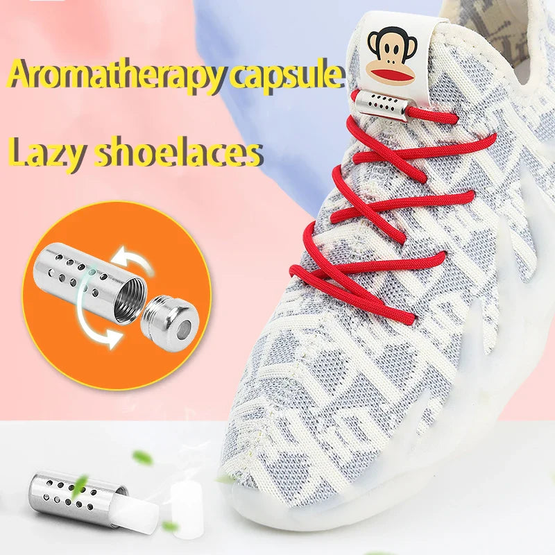 1Pair Round Elastic Rubber Bands Laces No Tie Shoelaces for Sneakers Adults Children Universal Aromatherapy Capsule Lock Strings