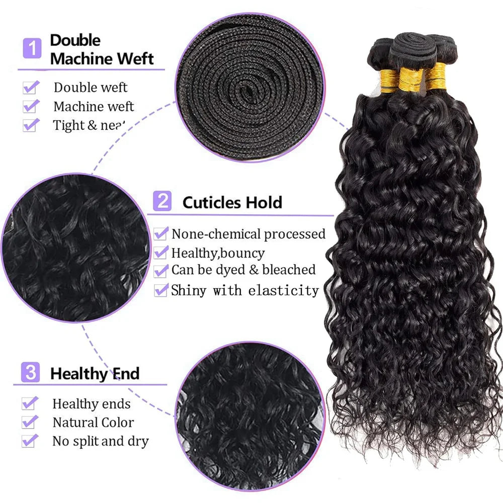 Brazilian Human Hair Bundles Water Wave Hair Weave Bundles Brazilian Curly Deep Wave Hair Bundles Remy Human Hair Extensions