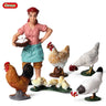 Oenux Farm House Model Action Figures Farmer Motorcycle Cow Hen Pig Animals Set Figurine Miniature PVC Cute Educational Kids Toy