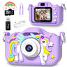 Kids Mini Camera Cartoon Unicorn Toys for Girls Boys Birthday Gifts 1080P HD 2inch Screen With 32G SD Card Record Life Camera