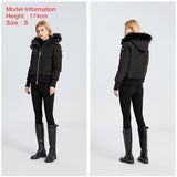 AS 2023 winter fashion woman bomber coat filled down Adult jacket with nature fur metal gold zipper