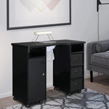 Winado Manicure Nail Table, Double Cabinet 3 Drawers 1 Door Nail Desk Station for Collector & Wrist Rest Cushion, Black