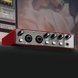 MD22 Recording Sound Card 48V Phantom Power 24-bit/192 KHZ USB Audio Interface with Loopback Monitor for Guitar Recording