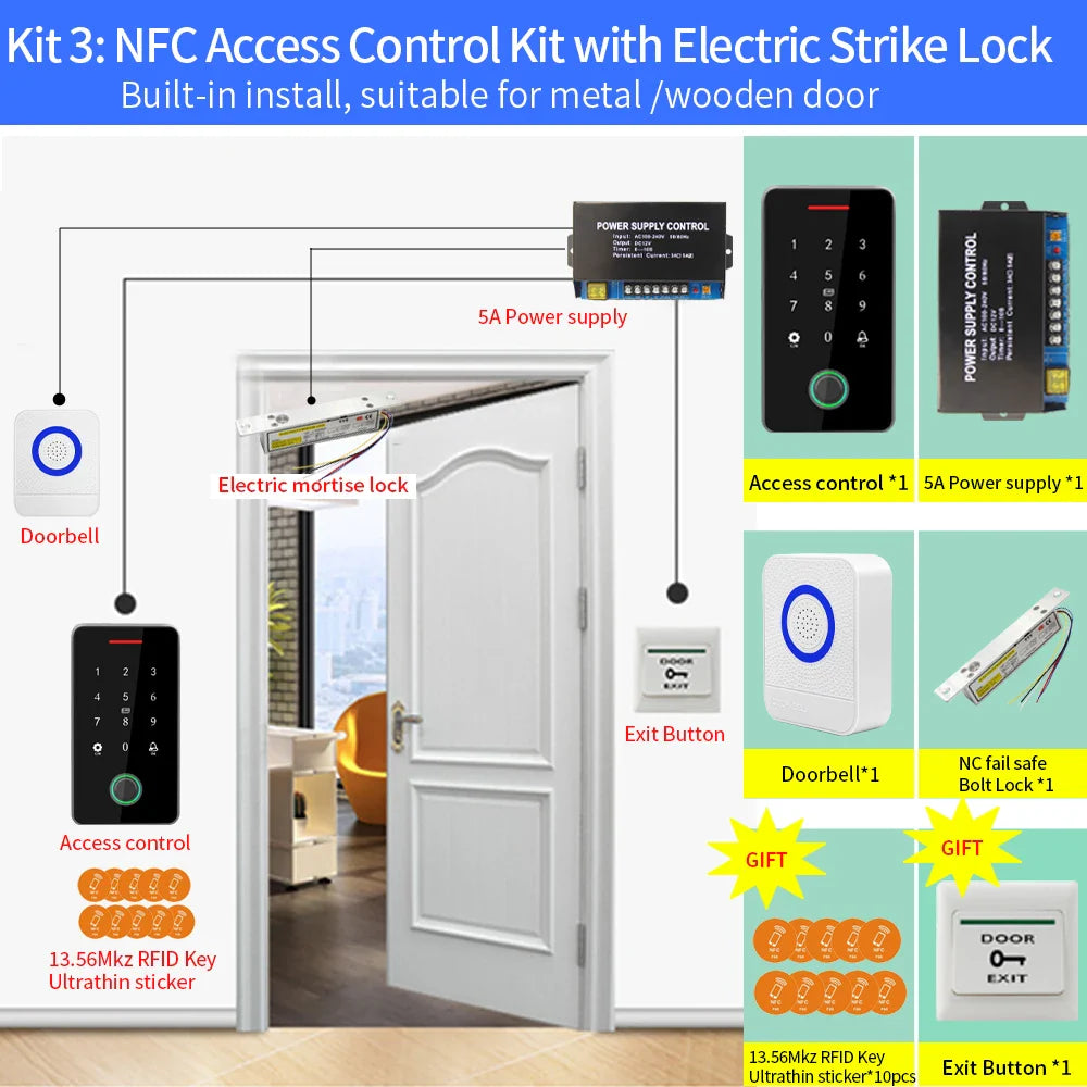 Asia Teco Outdoor IP67 Waterproof RFID 13.56MHz Biometrics Fingerprint Access Control Kits Electronic Door Opener + WIFI Gateway