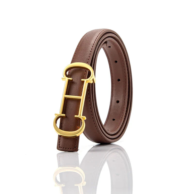 CHCH Women's Luxury New Leather Belt Fashion 2.5Cm Slim Fit Slim Waist Casual Business Belt 95-110CM