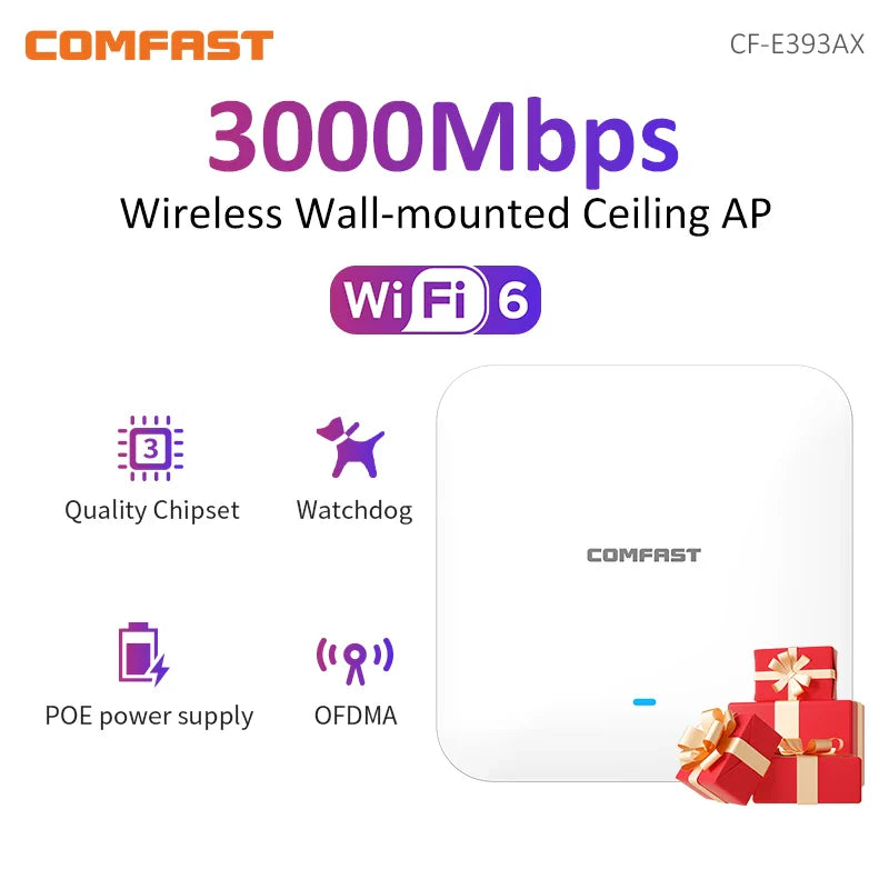 Comfast AX3000 WiFi 6 Ceiling AP 2.4G&5G Dual Band Wireless Gigabit Access Point High Power Indoor WiFi Coverage Router Extender