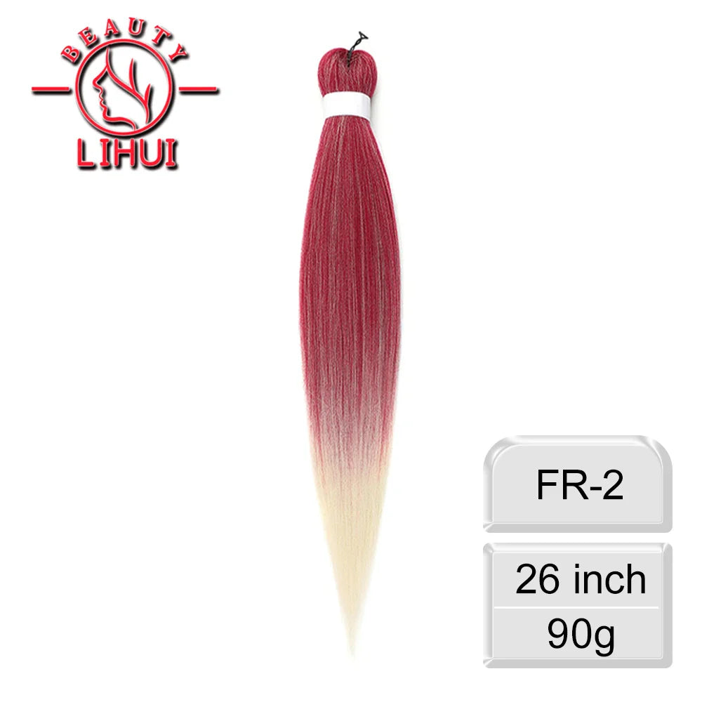 Braiding Hair Pre-stretched Synthetic Jumbo Braiding Hair Extensions 26Inch 90G Red Pink Kanekalon Hair for Afro Crochet Braids