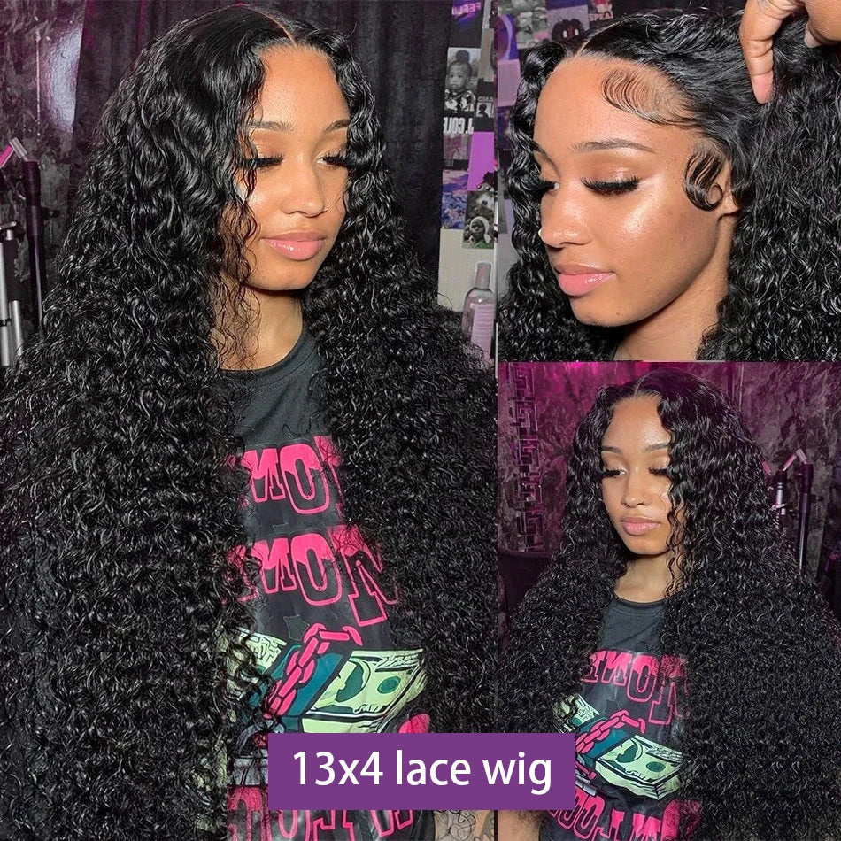 30 40 Inch Deep Wave Frontal Wig 13x6 HD Lace Frontal Human Hair Wig Transparent 13x4 Curly Human Hair Lace Front Wigs For Women