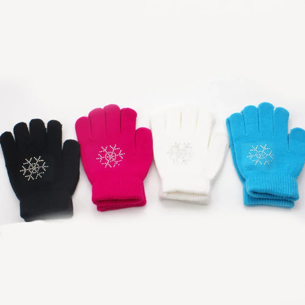 1 Pair Figure Skating Gloves Skating Non-slip Winter Warm Stretch Glove Children Outdoor Sports Fitness Accessories S M L