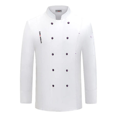 White chef jacket long sleeve chef coat T-shirt Hotel chef uniform restaurant chef coat Bakery Breathable Cooking clothes logo