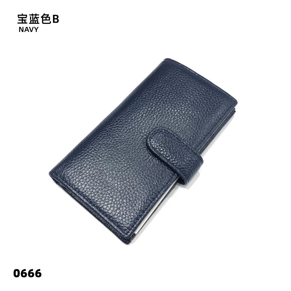 Custom Letters Men Genuine Leather Long Card Wallet Large Capacity Women Card Holder Multi Pockets Card Bag