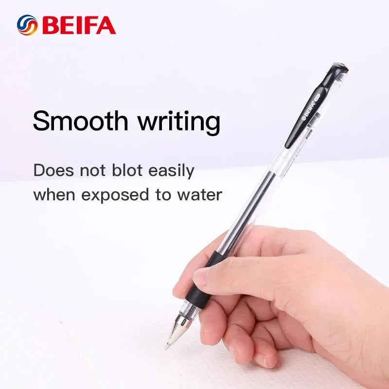 BEIFA 12pcs Classic Signing Gel Ink Pen Durable Ballpoint Pen Bullet Tip 0.5mm for School Office Supplies Stationery