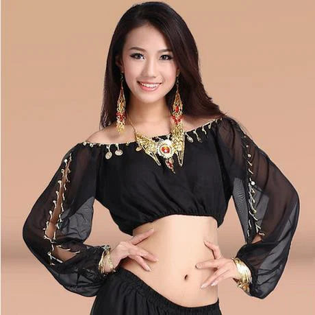 New arrival crystal cotton and mesh belly dance top momen half sleeves  belly dance tops sexy top 9 colors