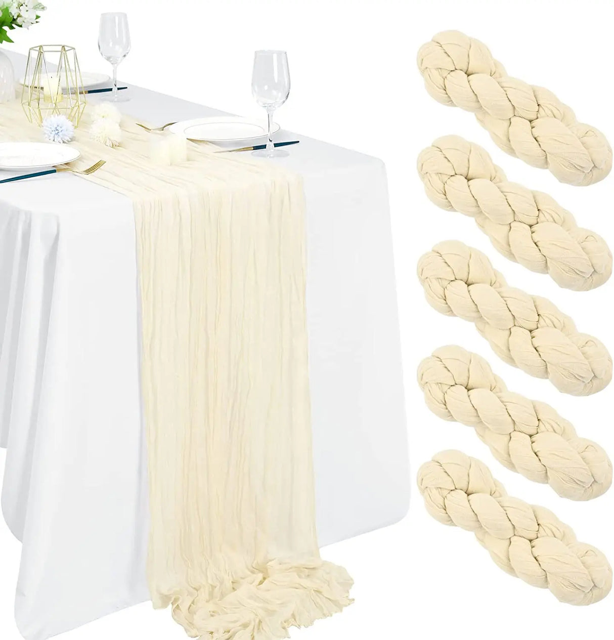 Crinkling Table runner gauze translucency doilies Holiday party wedding tablecloth 90x300cm twist Knit cloth table cover