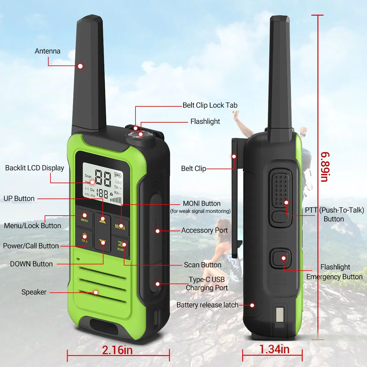 4PCS Baofeng F22 PMR446 /FRS Walkie Talkie Portable Mini Communication Radio Profesional Talkie Walkies With Portable Suitcase