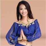 New arrival crystal cotton and mesh belly dance top momen half sleeves  belly dance tops sexy top 9 colors