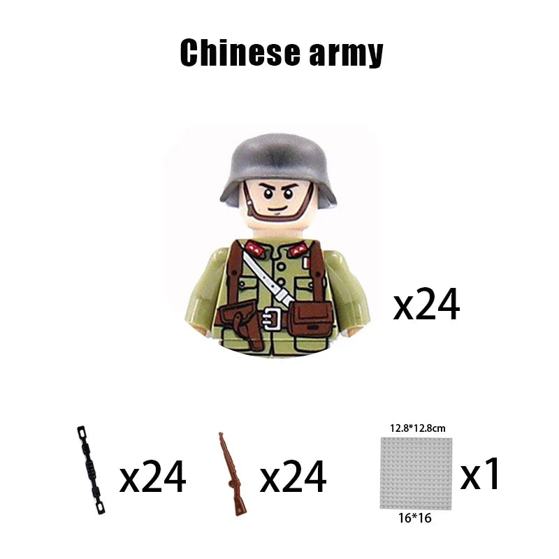 New WW2 Military Building Block Germany US British French Soviet Italian Action Figure Soldier Army Weapon Bricks Kids War Toys