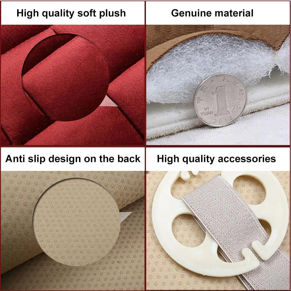 Car Seat Cover Front Rear Flocking Cloth Cushion Non Slide Winter Auto Protector Mat Pad Keep Warm Universal Fit Truck Suv Van