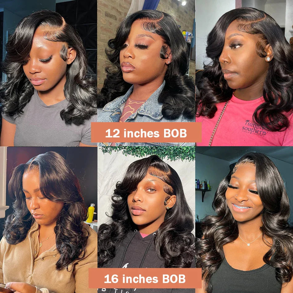 Wigirl 250 Density Body Wave 13x4 Lace Front Human Hair Wigs Short BOB Water Wave 5x5 Wave Ready Wear Glueless Pre Cut Lace Wig