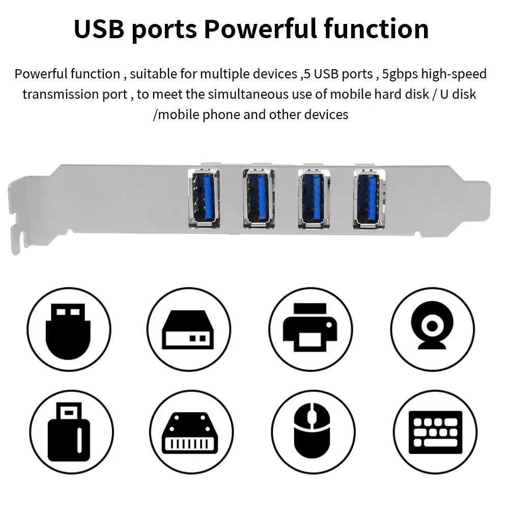 TISHRIC PCIE 1X To 4 USB 3.2 Port Expansion Card D720201 Control Add on Card Support system Win xp/Vista/7/8/10/11 32-bit/64-bit