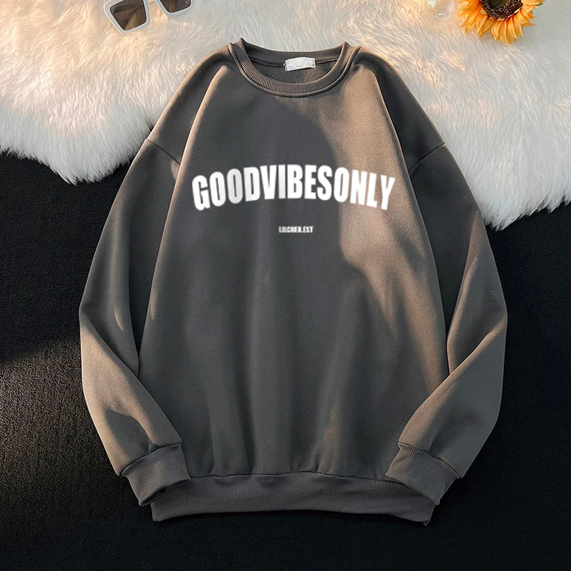 Blessyuki 2023 Plus Size Letter Printed Hoodies for Women Autumn Winter Oversized Casual Long Sleeve O-neck Y2k Sweatshirt Top